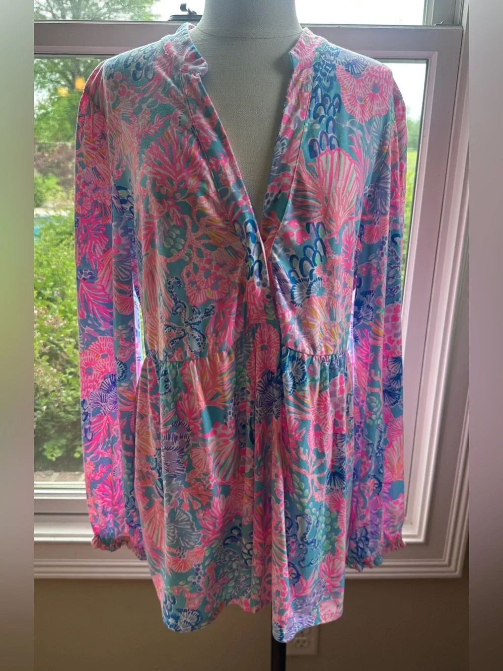 Lilly Pulitzer Winona Knit Top Blouse, MULTI SPLENDOR IN THE SAND, Size XL - Picture 1 of 8